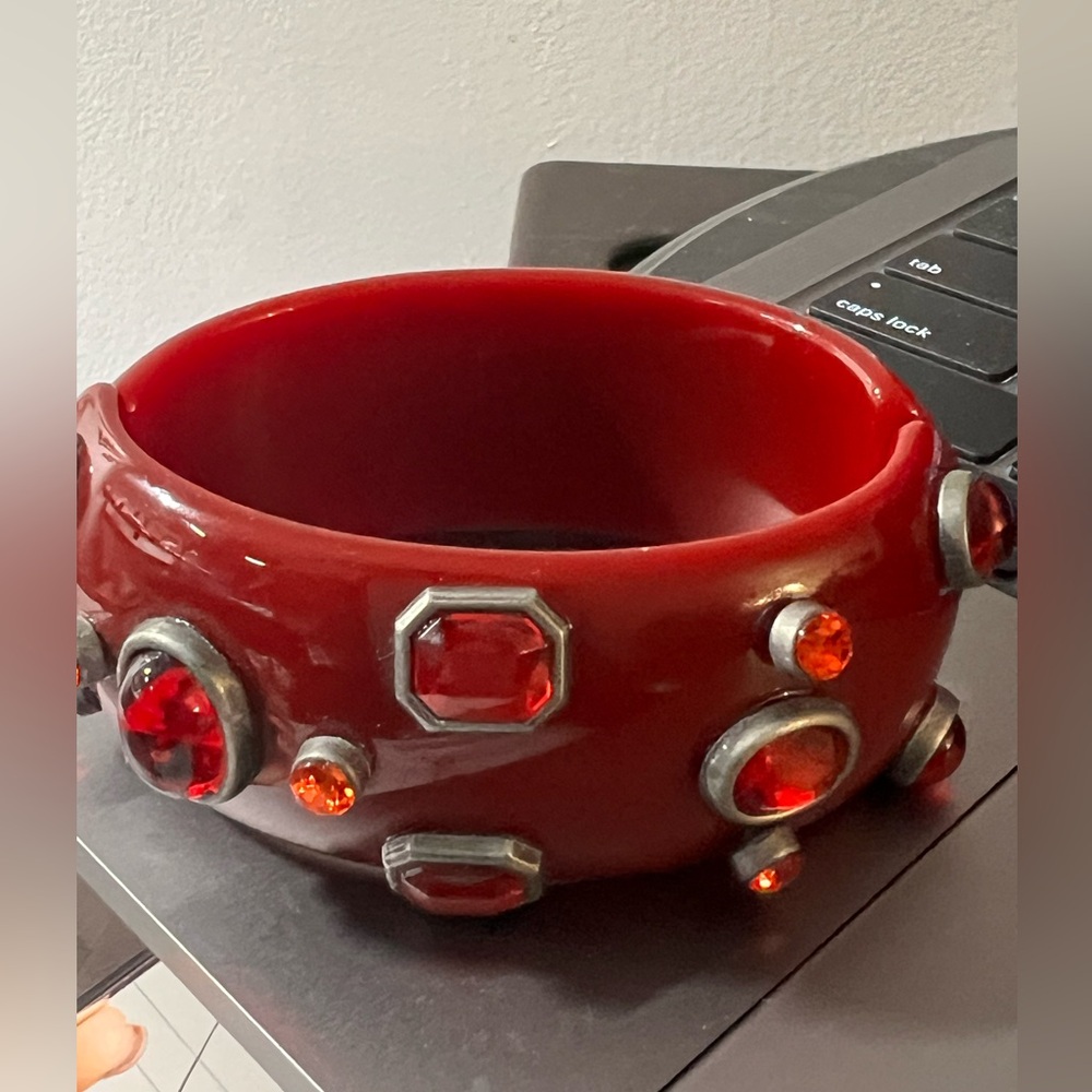 Rare Statement Bangle Clamper/Red Rhinestones - image 1